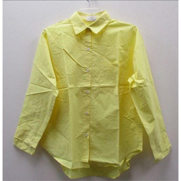 1 New Parke Yellow Button Down Boyfriend Poplin Shirt Size XS - Picture 3 of 11